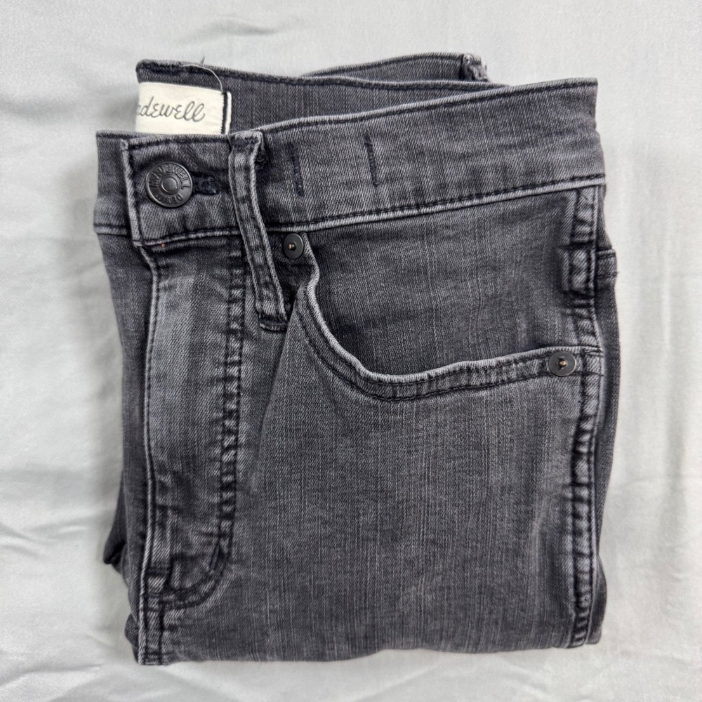 Madewell Stovepipe‎ Jeans Women's 28 High Rise Skinny Black Distressed Raw Hem